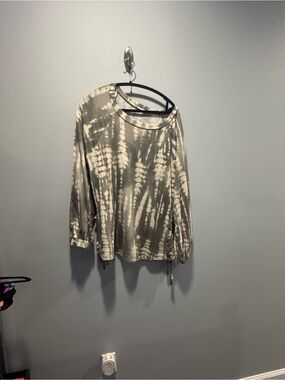 ODDY Grey and Cream Tie-Dye Long Sleeve Top short set